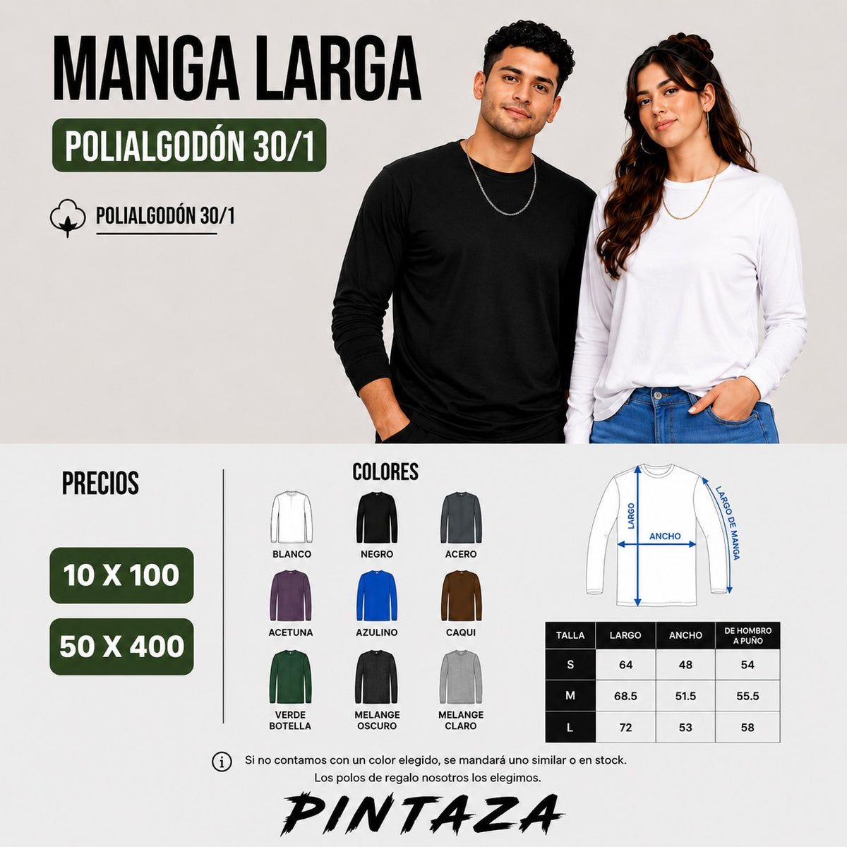 Manga Larga Polialgodón 30/1
